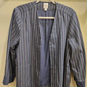100% Cotton Pure Jill (J.Jill)  Dobby Jacket | Blue White Striped Blazer